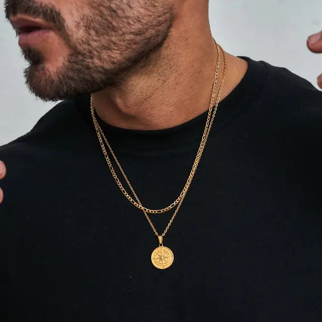 Vnox Layered Necklaces for Men - Shamz Glamour