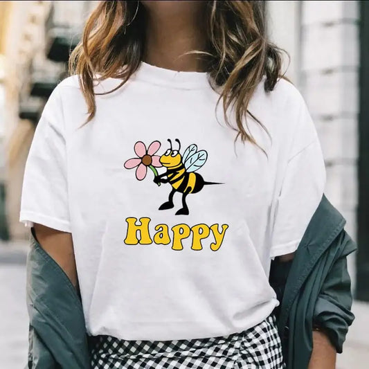 Bee Happy Women T-Shirt - Shamz Glamour