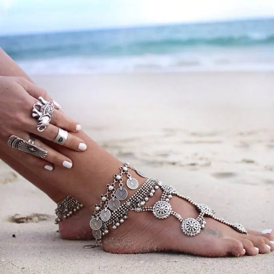 Charm Coin Tassel Anklet - Shamz Glamour