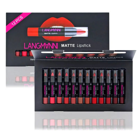 langmanni 12-Pieces Sexy Matte Lipstick - Shamz Glamour