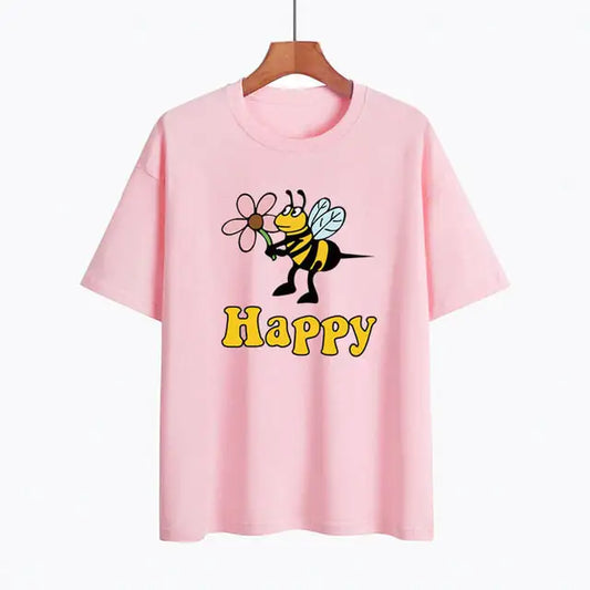 Bee Happy Women T-Shirt - Shamz Glamour