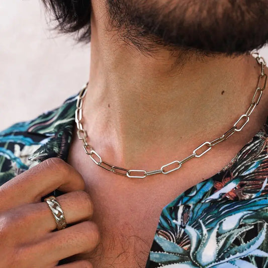 Paper Clip Chain Men Necklace - Shamz Glamour